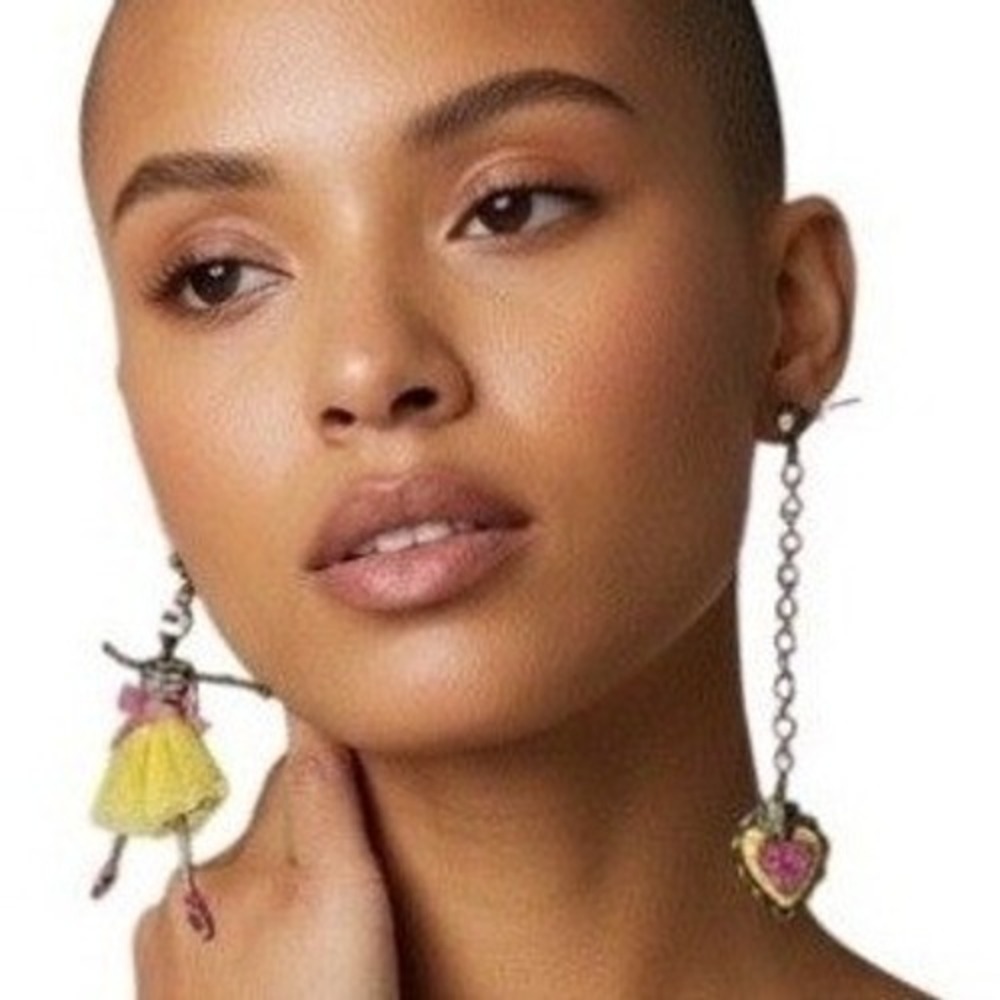 Betsey Johnson Skeleton Earrings Pink Rhinestone Heart Vintage Y2K‎ Balletcore
